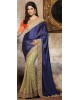 cream and blue saree