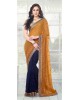 cream and blue saree