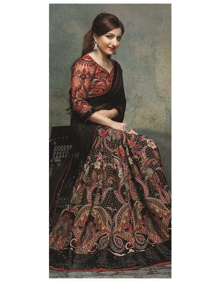 black saree with design work
