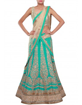 blue designer lehenga