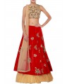 red two layered designer saree
