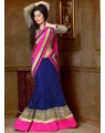 pink and blue fishcut lehenga