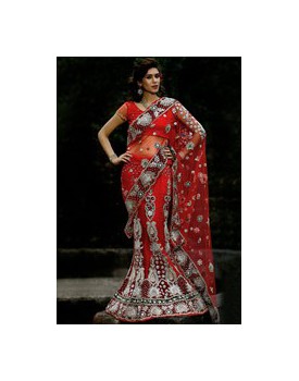 Red fishcut lehenga