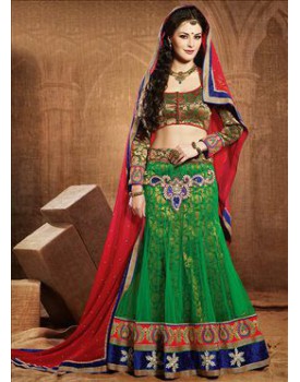 Green fishcut lehenga