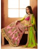 Rose pink and green bridal lehenga