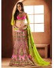 Rose pink and green bridal lehenga