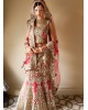 peach colour embroidery bridal lehenga
