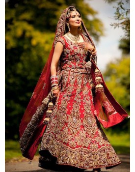 maroon wedding bridal lehenga