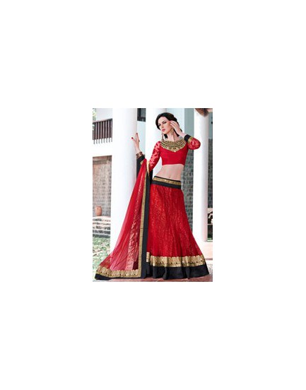 Maroon net lehenga