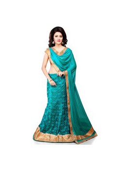 sky blue net lehenga