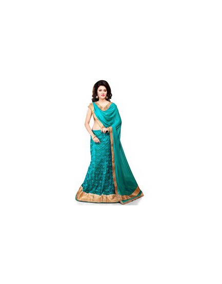 sky blue net lehenga