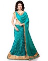 sky blue net lehenga
