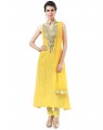 yellow ready made dress with stone work