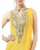 yellow ready made dress with stone work