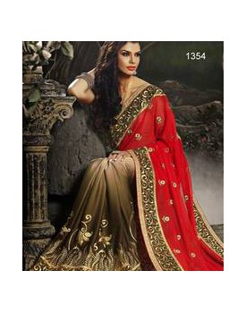 Red&cream wedding saree