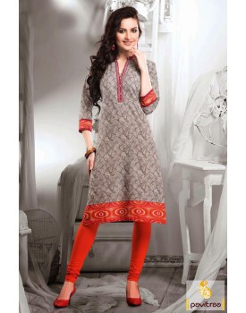 Grey-orange kurti