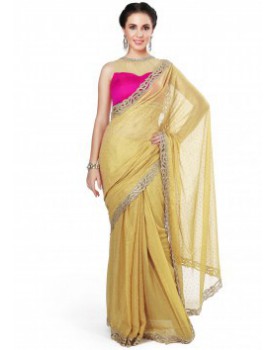 Gold foil saree adorn in kundan