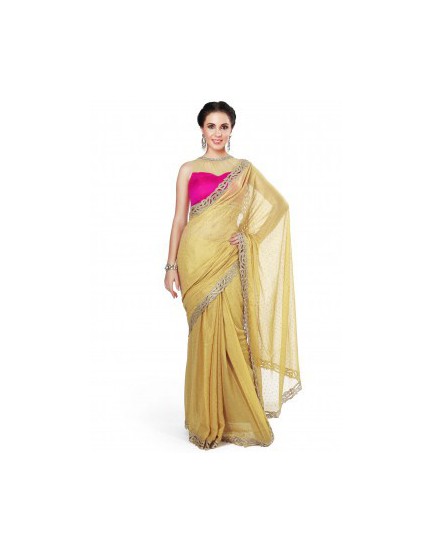 Gold foil saree adorn in kundan