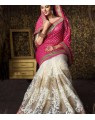 pink&white bridal saree