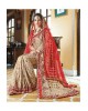 cream&maroon bridal saree