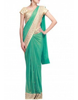 blue lace bridal saree