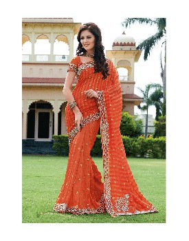 orange bridal saree