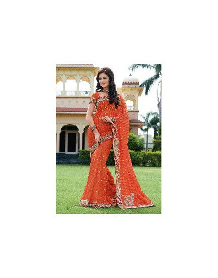 orange bridal saree