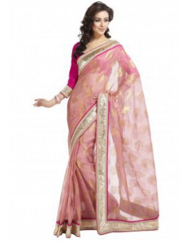   backClick to Zoom  Tissue Saree With Golden Zari