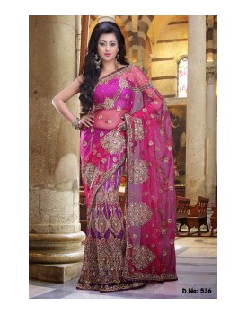Pink heavy worked bridal saree