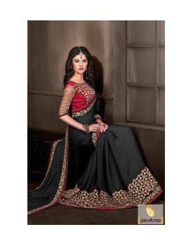 Black bridal saree with work