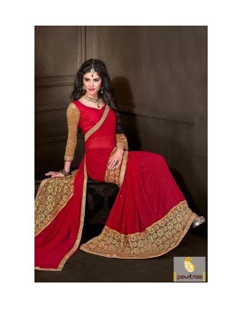maroon saee with lace work