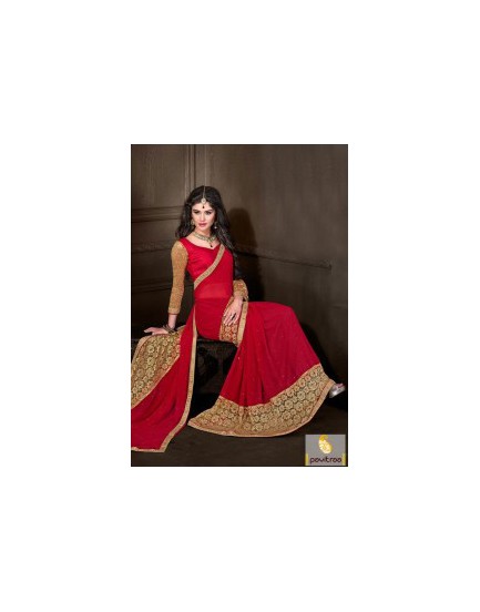 maroon saee with lace work