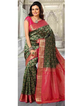 pink&green wedding saree
