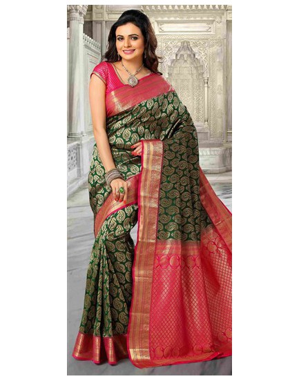 pink&green wedding saree
