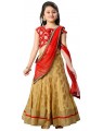cream-red party wear dress