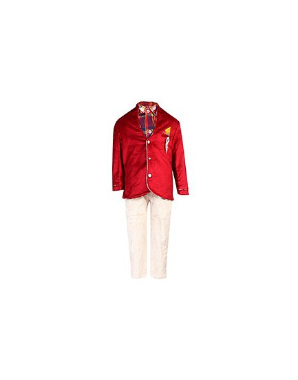 Red-white party wear dress