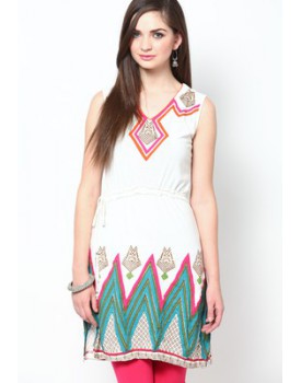 Biba-White printed kurti