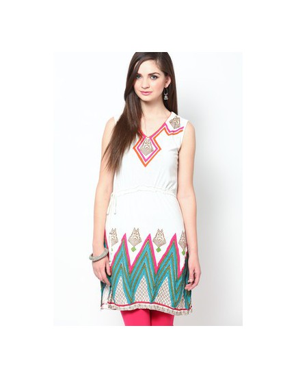 Biba-White printed kurti