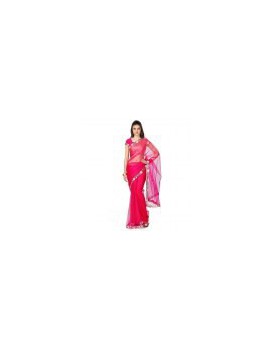 pink net saree