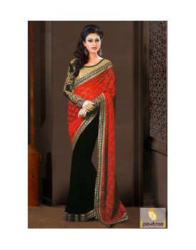 black-red-net-party-saree-with-designer-blouse