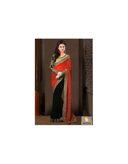 black-red-net-party-saree-with-designer-blouse