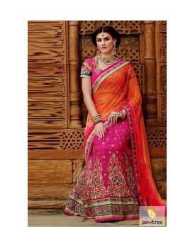 orange-dark-pink-_sarees-net saree
