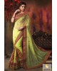 green-red net saree