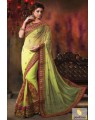 green-red net saree