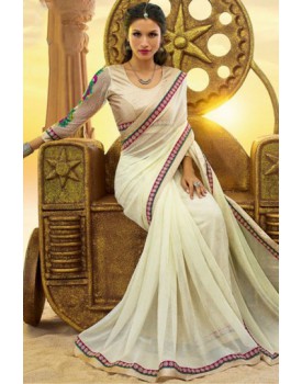 white designer saree