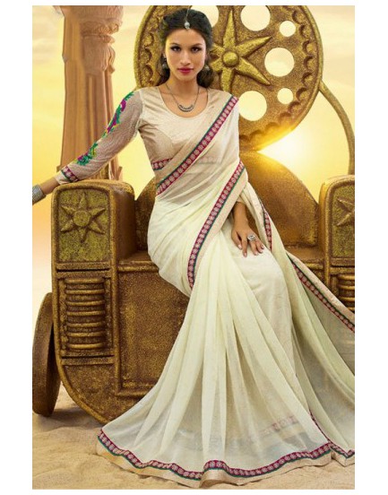 white designer saree