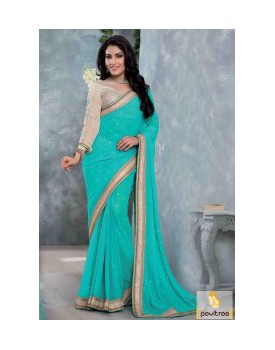 Blue saree-party wear