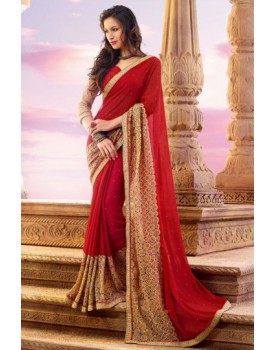 Red saree-party wear