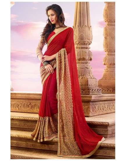 Red saree-party wear