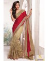 red-beige-designer-net saree